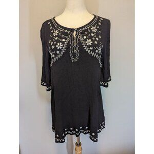 She + Sky Plus size 1XL Embroidered boho Blouse